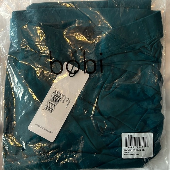 Bobi Shirred High Slit Midi Skirt in Mystic Teal Size XS NWT! - Picture 4 of 11